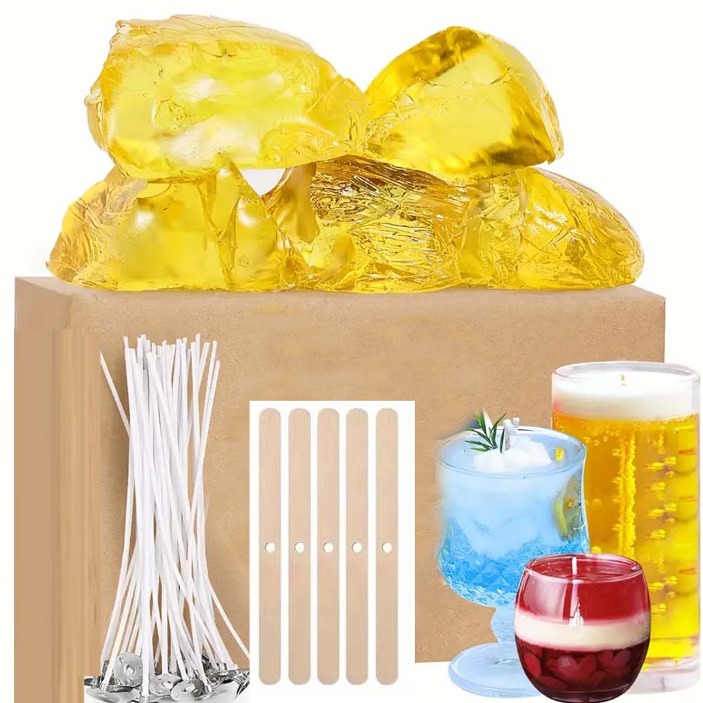 Candle Making Wicks - 200g สีเหลืองเจลใส Jelly Wax สําหรับทําเทียนชุดเทียน Wick