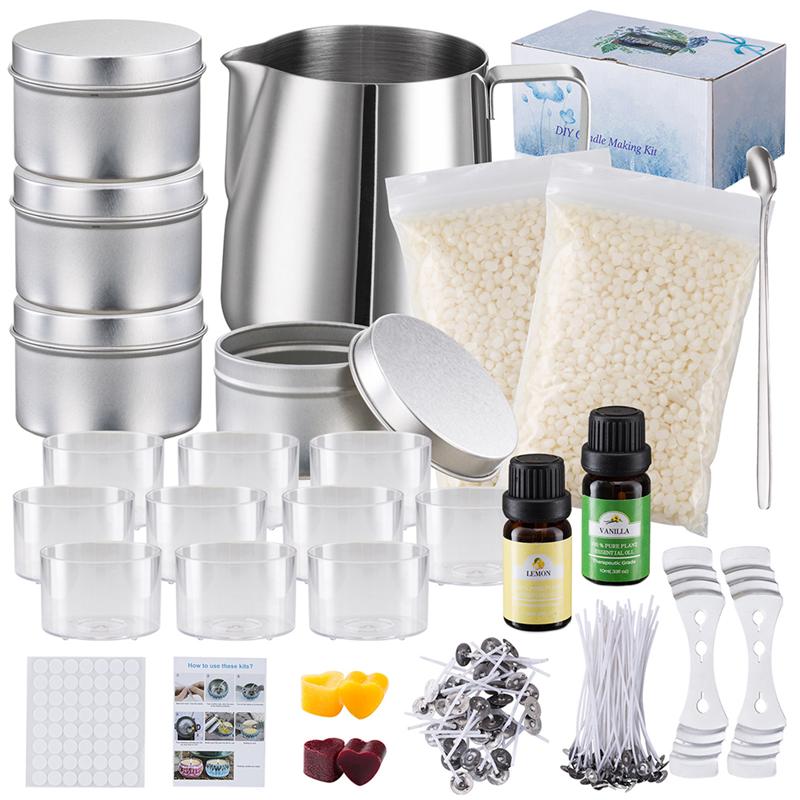Candle Making Kit For Kids - 1 ชุดเทียนทําชุดเทหม้อ Wicks สติกเกอร์ DIY เทียน