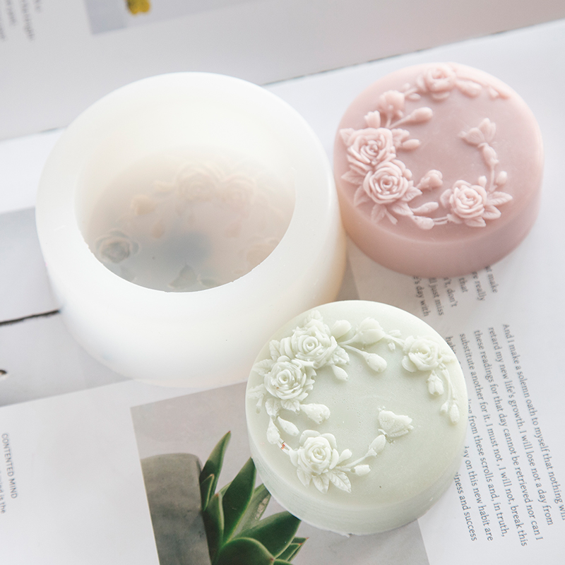 Candle Making Equipment - รอบรูปร่าง Rose ดอกไม้สบู่แฮนด์เมดแม่พิมพ์ซิลิโคน Peony Rose ดอกไม้สบู่ทําแม่พิมพ์เทียนหอมเรซิ่นปูนปลาสเตอร์แม่พิมพ์