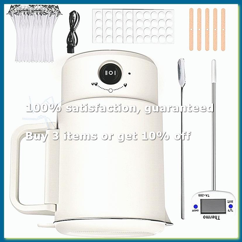 Candle Making Uk - A49I-ชุดหม้อหลอมขี้ผึ้งไฟฟ้าพร้อมเทอร์โมมิเตอร์,เครื่องหลอมขี้ผึ้งขนาด 800 มล. สำหรับทำเทียน,อุปกรณ์ทำ DIY ปลั๊ก