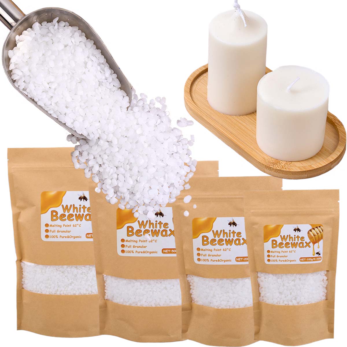 ขี้ผึ้งสีขาวธรรมชาติบริสุทธิ์เ - Candle Making Wicks บทวิจารณ์และราคา