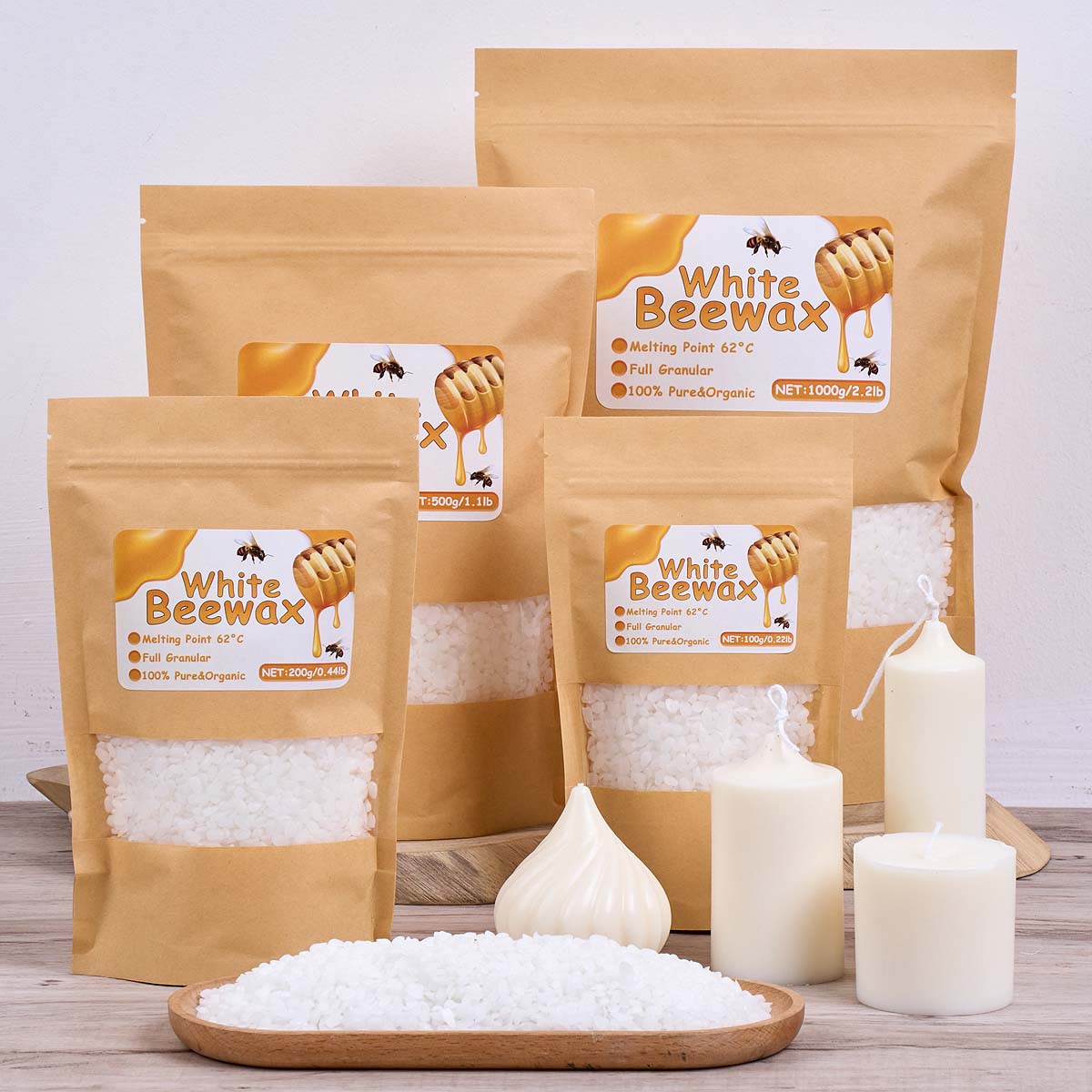 ขี้ผึ้งสีขาวธรรมชาติบริสุทธิ์เ - Candle Making Wicks บทวิจารณ์และราคา